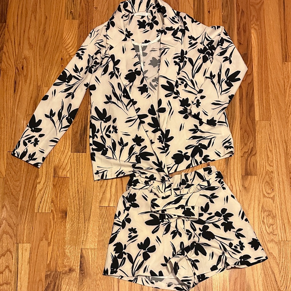 Lush Black and Cream Floral Women Shorts
